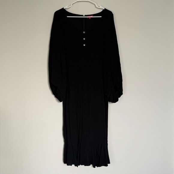 STAUD Lara Balloon Sleeve Midi Dress Black Size 8 - Picture 6 of 12